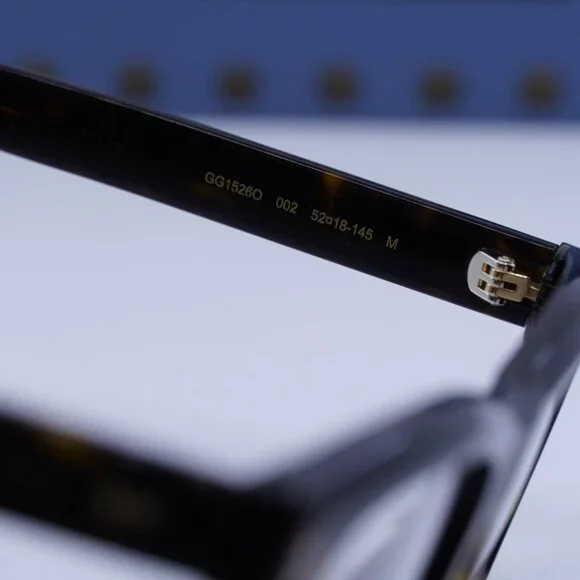 Gucci GG1526O 002 Square Eyeglasses Dark Havana 52mm - Picture 6 of 10